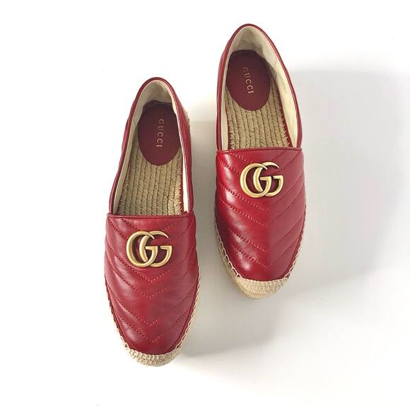 Gucci GG Marmont Charlotte Quilted Matelassé Platform Espadrille 38 - Picture 3 of 7